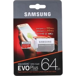 Карта памяти SAMSUNG microSDXC 64GB EVO PLUS UHS-I U3 (R100, W60MB/s)