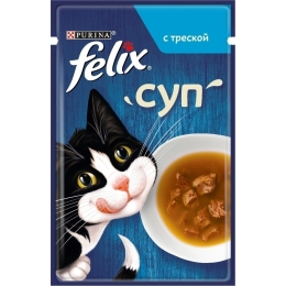 Влажный корм для взрослых кошек Purina Felix суп с треской 48 г (7613036632393)
