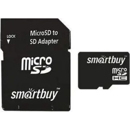 Карта памяти Smartbuy micro SD 16 Gb(Class 10) SDHC,с адаптером,LE