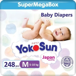 Подгузники Megabox YOKOSUN, M (5-10 кг), (4 упаковки по 62 шт)