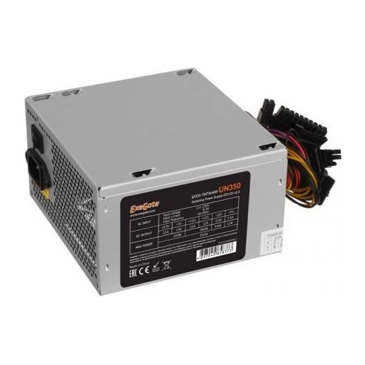 Блок питания ExeGate EX244552RUS 350W UN350, ATX, 12cm fan, 24p+4p, 3xSATA, 2xIDE, FDD