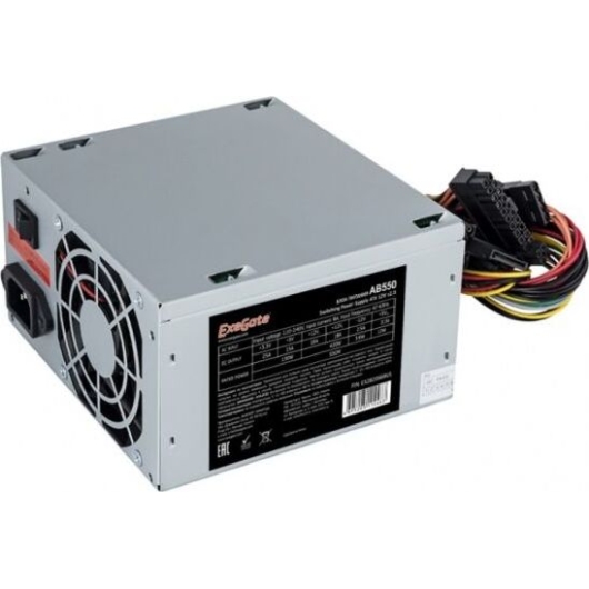 Блок питания ExeGate AB550 EX282066RUS 550W, ATX, 8cm fan, 24p+4p, 3*SATA, 2*IDE, FDD