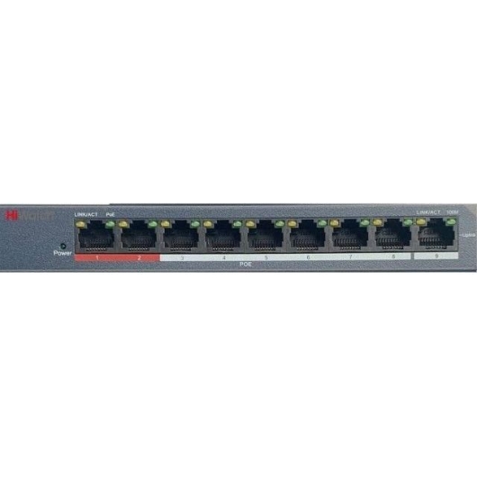 DS-S908P(B) - Сетевой неуправляемый коммутатор 8 RJ45 100M PoE, 2 порта с высоким приоритетом; 1 Uplink порт 100М Ethernet