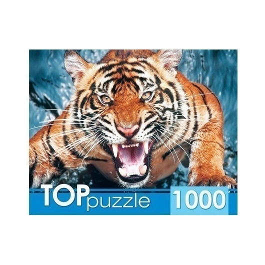 TOPpuzzle. ПАЗЛЫ 1000 элементов. ГИТП1000-2145 Грозный тигр(4665307821459)