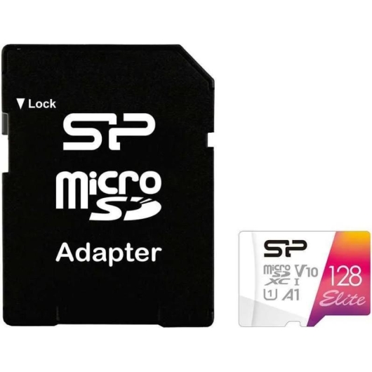 Карта памяти Silicon Power microSDXC 128Gb Class10 SP128GBSTXBV1V20SP Elite + adapter